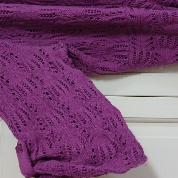 Woman Within Purple Open-Front Cardigan - Picture 2 of 5